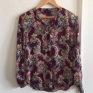 Banana Republic Factory maroon floral print blouse XS